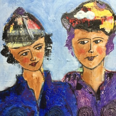 Malerei mit dem Titel "les chapeaux" von Jenny Roussat, Original-Kunstwerk, Acryl