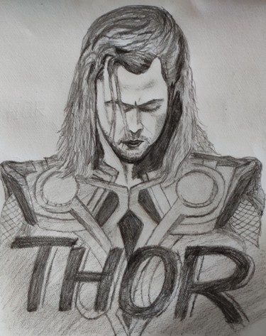 Drawing titled "Thor" by Guddu, Original Artwork