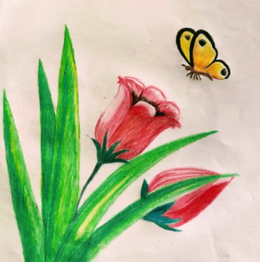 Drawing titled "butterfly" by Guddu, Original Artwork