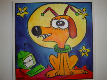 Peinture intitulée "chien E.T" par Jenny, Œuvre d'art originale