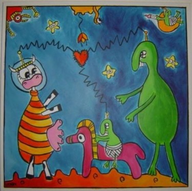 Painting titled "Tryptique - Enfance" by Jenny, Original Artwork