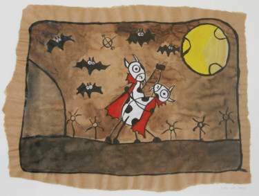 Dessin intitulée "Vaches vampires dan…" par Jenny, Œuvre d'art originale, Encre