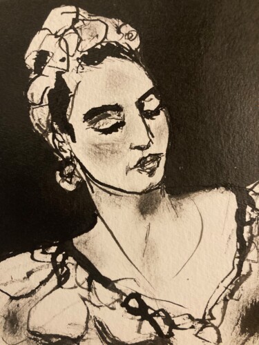 Painting titled "Frida" by Jenny Darrot, Original Artwork, Ink