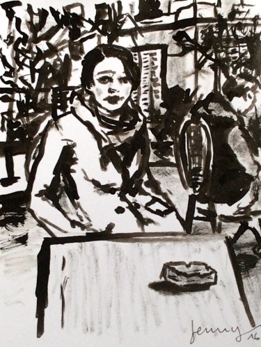 Painting titled "Dimanche matin" by Jenny Darrot, Original Artwork, Ink