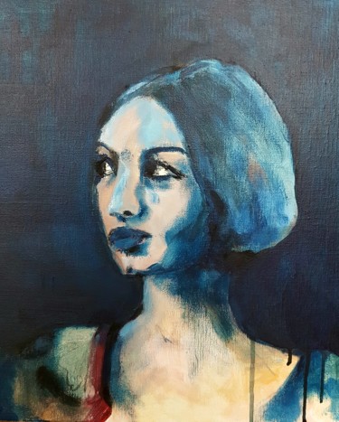 Painting titled "Portrait femme" by Jenny Darrot, Original Artwork, Acrylic