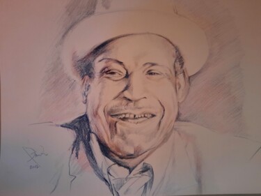 Drawing titled "Willie Dixon" by Jenő Dienes, Original Artwork, Conté