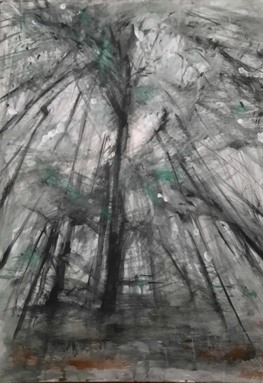 Картина под названием "Ködös erdő" - Jenő Dienes, Подлинное произведение искусства, Акрил Установлен на Деревянная рама для…