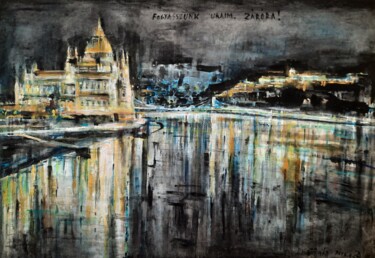 Malerei mit dem Titel "Mitternachtsgetränk" von Jenő Dienes, Original-Kunstwerk, Acryl Auf Keilrahmen aus Holz montiert