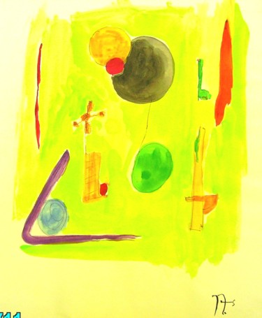 Peinture intitulée "18-le ballon rouge.…" par Jens, Œuvre d'art originale, Aquarelle