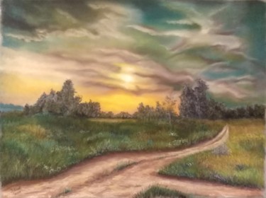 Картина под названием "Летний закат" - Jenya_art, Подлинное произведение искусства, Пастель