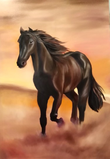 Картина под названием "Конь" - Jenya_art, Подлинное произведение искусства, Масло
