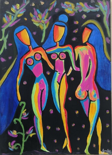 Malerei mit dem Titel "Chrysalides" von Jenyfair, Original-Kunstwerk, Acryl