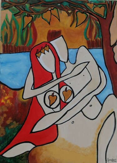 Картина под названием "Automne" - Jenyfair, Подлинное произведение искусства, Акрил Установлен на Деревянная рама для носилок