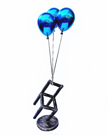 Sculpture titled "Blue Balloons & Sto…" by Jeon Kang Ok, Original Artwork, Stainless Steel