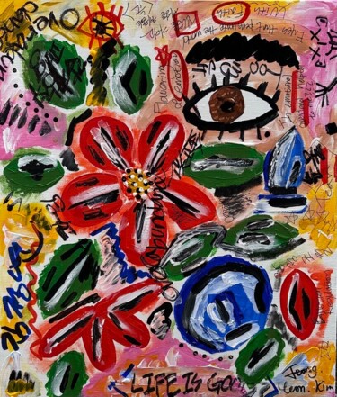 Картина под названием "Eyes" - 정연 김 (Issac Kim), Подлинное произведение искусства, Акрил Установлен на Деревянная рама для н…