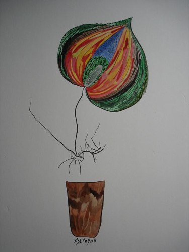 Dessin intitulée "un coeur d'artichaut" par Jepoy, Œuvre d'art originale