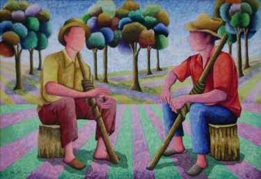 Pintura intitulada "Fumo de corda I" por Jerci Maccari, Obras de arte originais, Óleo