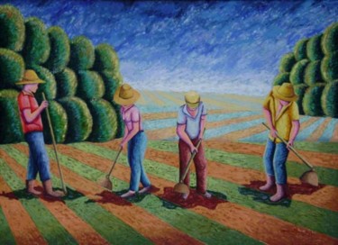 Painting titled "Preparo da terra" by Jerci Maccari, Original Artwork, Oil