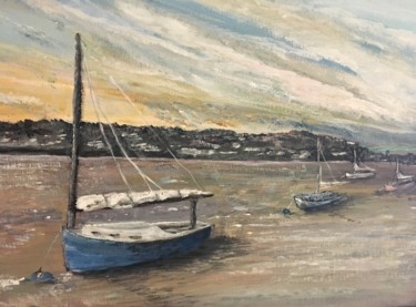 Painting titled "At the Mooring" by Joan Reilly, Original Artwork, Acrylic