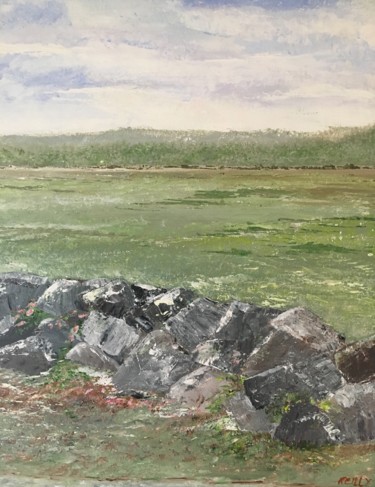 Malerei mit dem Titel "Stones in the Field" von Joan Reilly, Original-Kunstwerk, Acryl