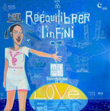 Schilderij getiteld "Rééquilibrer l'infi…" door Jeremie, Origineel Kunstwerk, Acryl Gemonteerd op Frame voor houten brancard