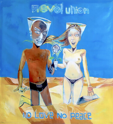 Painting titled "Revolunion" by Jeremie, Original Artwork, Acrylic Mounted on Wood Stretcher frame