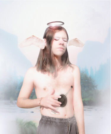 Цифровое искусство под названием "L'ange aux tétons q…" - Jeremy Atkins-Barratt, Подлинное произведение искусства, Цифровая…