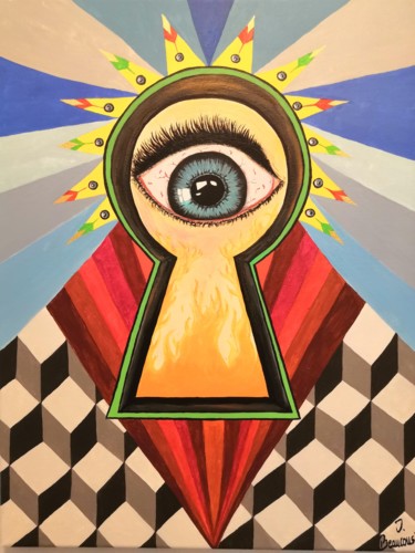 Painting titled "sous son oeil" by Jeremy Beaucousin, Original Artwork, Acrylic