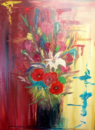 Painting titled "bouquet de fleurs c…" by Jeremy Beaucousin, Original Artwork