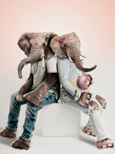 Digital Arts titled "elephant family pho…" by Jeremy Bourgois (Nyssop design), Original Artwork, Manipulated Photography Mou…