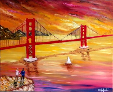 Peinture intitulée "Le Pont de San Fran…" par Jeremy Duforest, Œuvre d'art originale, Huile