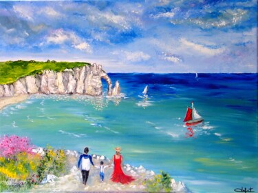 Peinture intitulée "Grandeur d'Etretat" par Jeremy Duforest, Œuvre d'art originale, Huile