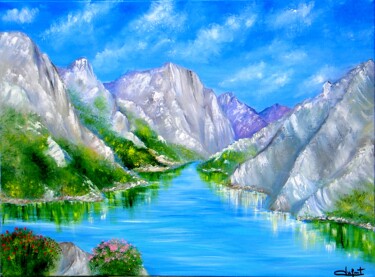Картина под названием "Les Gorges du Verdon" - Jeremy Duforest, Подлинное произведение искусства, Масло