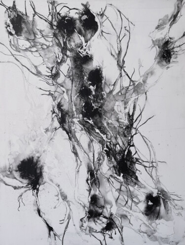 Pintura intitulada "Grey Matter" por Jérémy Jacquin, Obras de arte originais, Tinta Montado em Armação em madeira