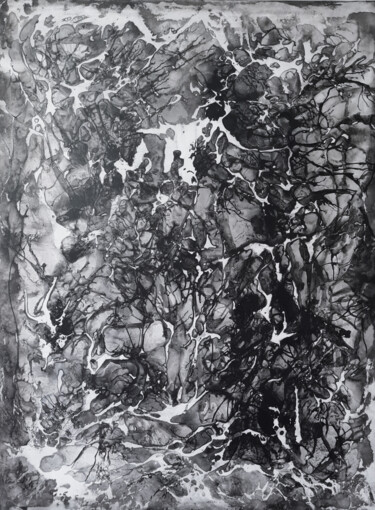 Ζωγραφική με τίτλο "Hypnagogy 2" από Jérémy Jacquin, Αυθεντικά έργα τέχνης, Ακρυλικό Τοποθετήθηκε στο Ξύλινο φορείο σκελετό
