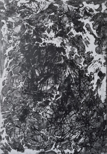 Ζωγραφική με τίτλο "Hypnagogy 5" από Jérémy Jacquin, Αυθεντικά έργα τέχνης, Ακρυλικό Τοποθετήθηκε στο Ξύλινο φορείο σκελετό