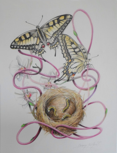 Dessin intitulée "Les parents gardent…" par Jérémy Piquet, Œuvre d'art originale, Crayon Monté sur Carton