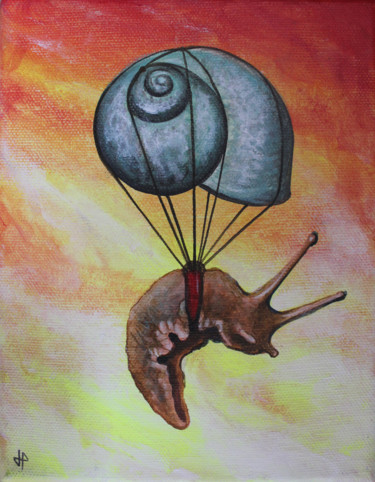 Peinture intitulée "Escargot volant "Mi…" par Jérémy Piquet, Œuvre d'art originale, Acrylique Monté sur Châssis en bois