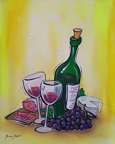 Painting titled "Ambiance vin rouge…" by Jérémy Piquet, Original Artwork, Acrylic Mounted on Wood Stretcher frame