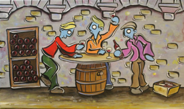 Pintura titulada "Cave à vin - 55 x 3…" por Jérémy Piquet, Obra de arte original, Acrílico Montado en Bastidor de camilla de…