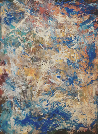 Pintura intitulada "Celestial Collision" por Jeremy Rose, Obras de arte originais, Óleo Montado em Armação em madeira