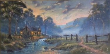 Schilderij getiteld "Landscape Painting…" door Jeremy Western, Origineel Kunstwerk, Olie Gemonteerd op Frame voor houten bra…
