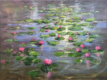 Schilderij getiteld "Waterlily Flower Pa…" door Jeremy Western, Origineel Kunstwerk, Olie