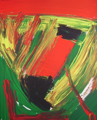 Painting titled "blood on a green" by Jeremy Zixxon, Original Artwork, Acrylic