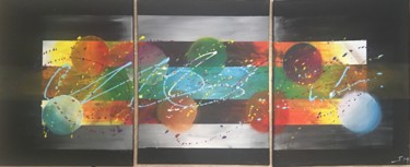 Peinture intitulée "Triptyque galaxie" par Jeremy Martin, Œuvre d'art originale