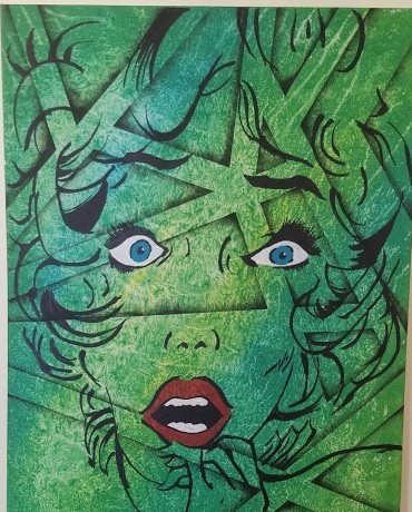 Peinture intitulée "madame peur de vert" par Jeremy Martin, Œuvre d'art originale, Acrylique