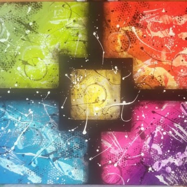 Peinture intitulée "cinq multicolor" par Jeremy Martin, Œuvre d'art originale, Acrylique