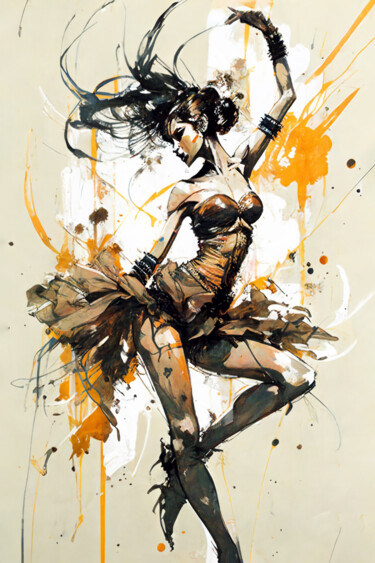 Digitale Kunst getiteld "Dancing Girl I" door Jerhus, Origineel Kunstwerk, Digitaal Schilderwerk
