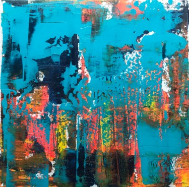 Malerei mit dem Titel "Turquoise and rust" von Jerod., Original-Kunstwerk, Acryl