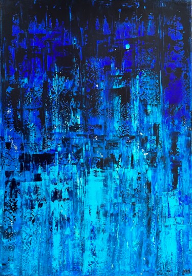Painting titled "Composition bleue" by Jerod., Original Artwork, Acrylic